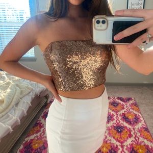 Gold bandeau crop top - M
